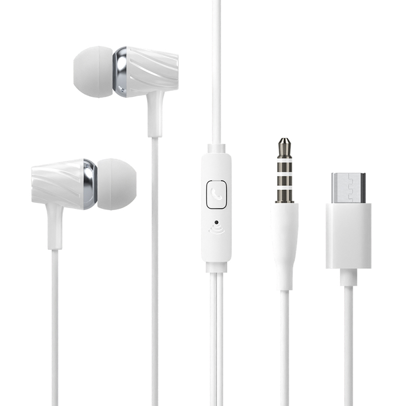 3.5mm / TYPE-C general wired-control Headphones with mic