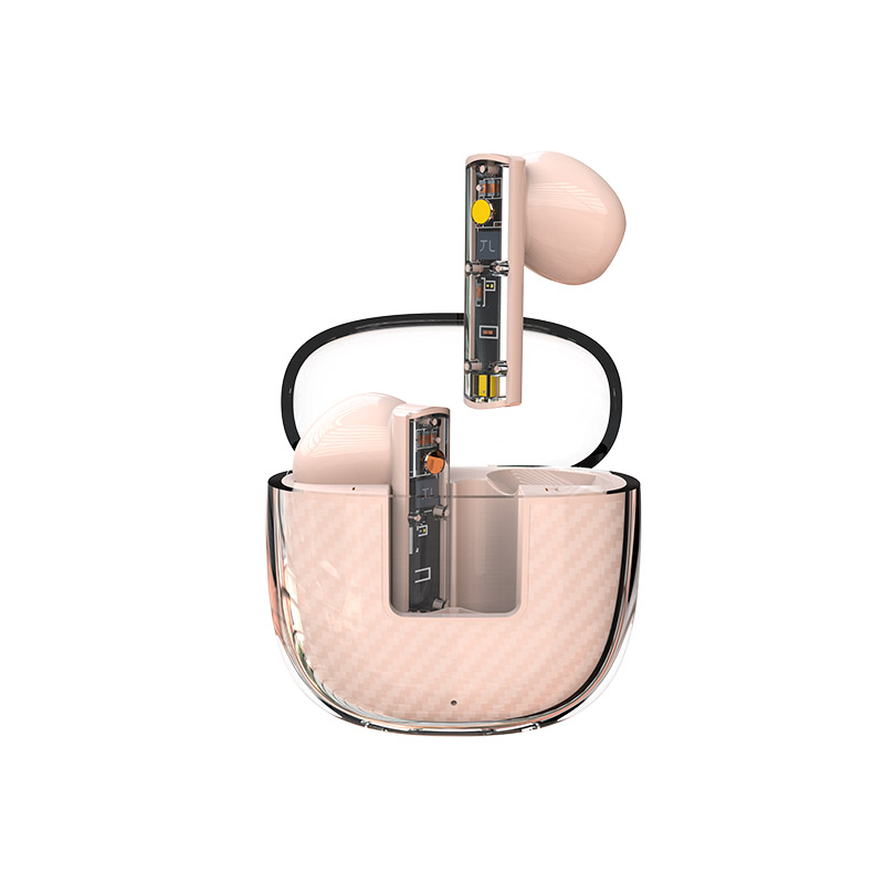 Bluetooth 5.3 wireless earbuds with transparent case