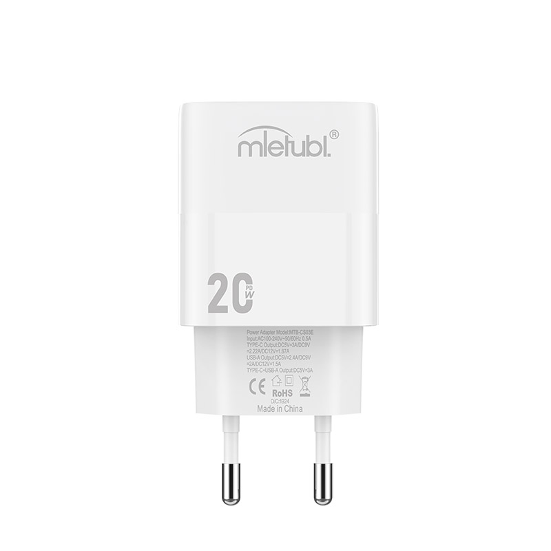 USB+Type-C PD20W wall charger