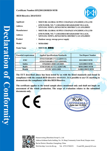 Portable power station CE certificate