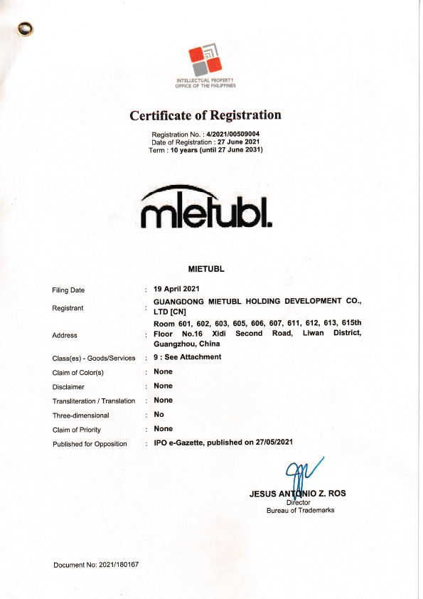 Mietubl trademark in Philippines