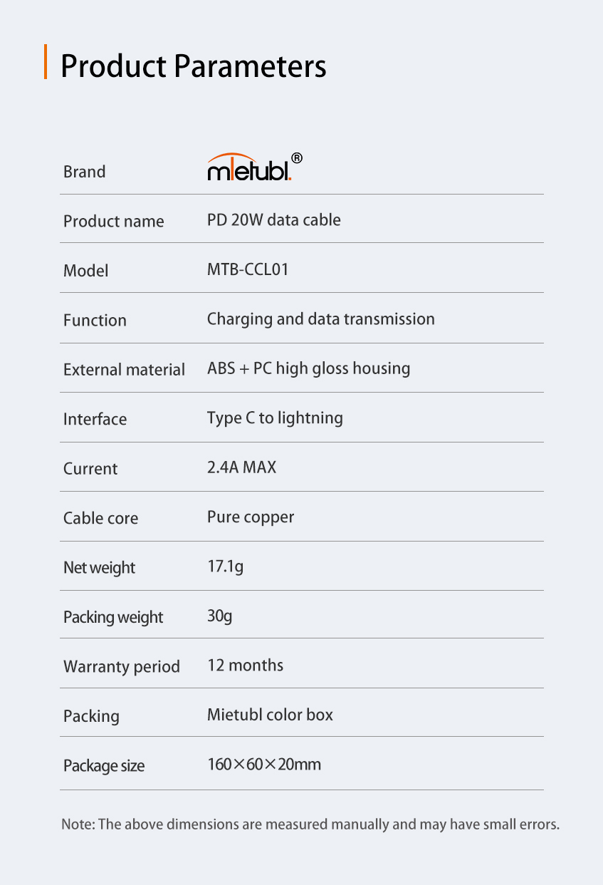 Data cable parameter