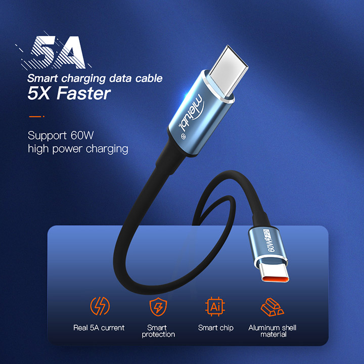 5A 60W Type-C to Type-C fast charging data cable
