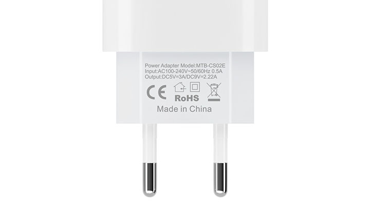 Specifications on the charger