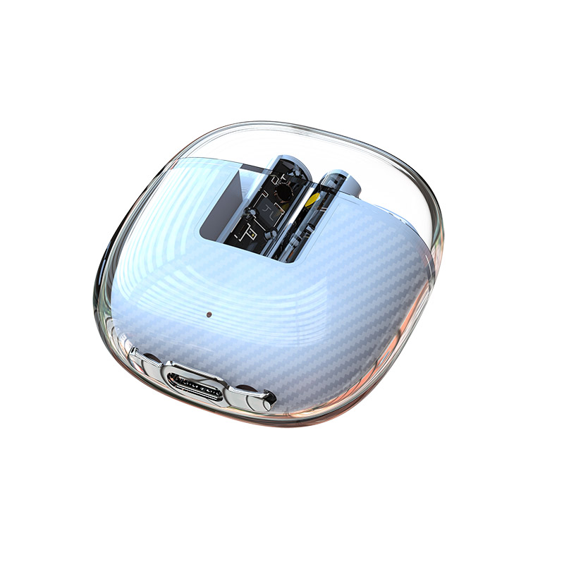 Bluetooth 5.3 wireless earbuds with transparent case