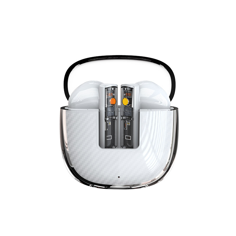 Bluetooth 5.3 wireless earbuds with transparent case