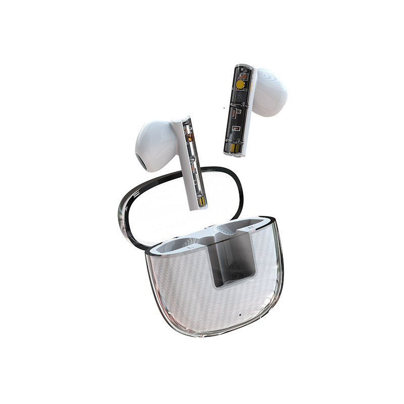 Bluetooth 5.3 wireless earbuds with transparent case