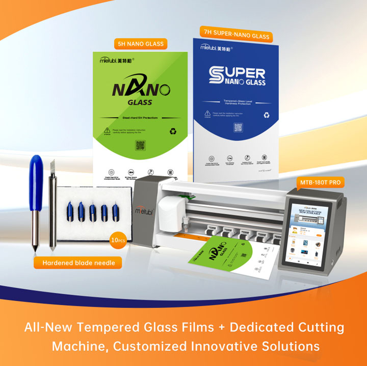The MTB-CUT 180TPro screen protector machine supports higher material hardness